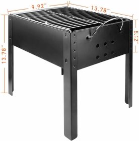 YSSOA 14'' Portable Grill Charcoa Barbecue Grill, Small D, Portable Grill,Detachable Grill , Mini Tabletop Camping Grill BBQ, Black