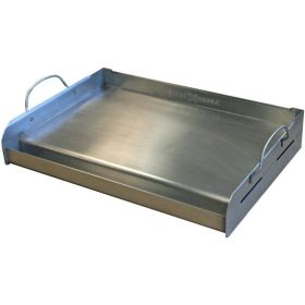 LITTLE GRIDDLE 100% Stainless Steel Griddle with Even Heat Cross Bracing and Removable Handles - For Grills, Camping, Tailgating