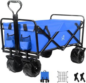 Collapsible Heavy Duty Beach Wagon Cart Outdoor Folding Utility Camping Garden Beach Cart with Universal Wheels Adjustable Handle Shopping