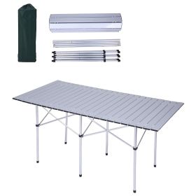 Portable Folding Lightweight Aluminum Camping Picnic Table for 4-6, Compact Roll Top Table with Carry Bag