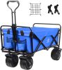 Collapsible Heavy Duty Folding Wagon Cart Utility with All Terrain Beach Wheels Adjustable Handle Large Capacity Rolling Buggies Outdoor Garden for Ca