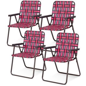 4 Pieces Folding Beach Chair Camping Lawn Webbing Chair