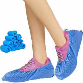 100 Pack of Disposable Shoe Covers. Blue Shoe Covers. Polyethylene Shoe Covering. One Size; Recyclable Boot Covers. Non-Slip; Heavy-Duty; Water-resist