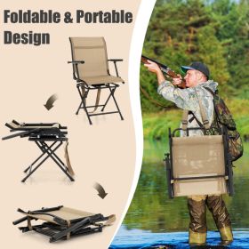 Foldable Swivel Patio Chair with Armrest and Mesh Back