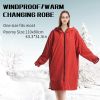 Mutao Waterproof Quick Dry Changing Robe; Long Sleeve Outdoor Windproof Changing Robe With Fleece Lining And Hooded For Swimming Surfing Diving Campin