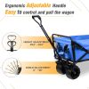 Collapsible Heavy Duty Folding Wagon Cart Utility with All Terrain Beach Wheels Adjustable Handle Large Capacity Rolling Buggies Outdoor Garden for Ca