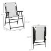 Outsunny Set of 2 Patio Folding Chairs, Outdoor Bungee Sling Chairs w/ Armrests, Portable Lawn Chairs for Camping, Garden, Pool, Beach, Backyard, Crea