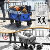 Collapsible Heavy Duty Folding Wagon Cart Utility with All Terrain Beach Wheels Adjustable Handle Large Capacity Rolling Buggies Outdoor Garden for Ca