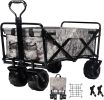 Collapsible Heavy Duty Beach Wagon Cart Outdoor Folding Utility Camping Garden Beach Cart with Universal Wheels Adjustable Handle Shopping (Snow Camou