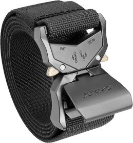 JUKMO Tactical Belt;  Military Hiking Rigger 1.5" Nylon Web Work Belt with Heavy Duty Quick Release Buckle (Color: black, size: L)