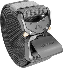 JUKMO Tactical Belt;  Military Hiking Rigger 1.5" Nylon Web Work Belt with Heavy Duty Quick Release Buckle (Color: Gray, size: XL)