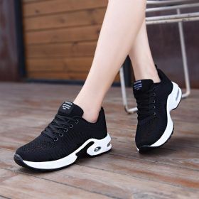 Spring Summer Autumn Casual Sports Shoes Fashion Hollow Mesh Breathable Flying Woven Air Cushion Outdoor Low-top Hiking Sneakers (Color: black, size: 39)