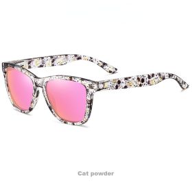 Women Polarized Sunglasses Square Eyeglasses Frames Men Sun Glasses Bohemian Bikini Military Camping Beach Sports Visor Eyewear (Lens Color: cat pink)