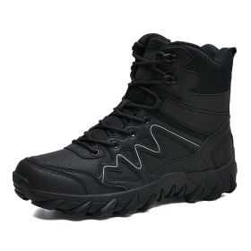 Outdoor Men Hiking Shoes Waterproof Breathable Tactical Combat Army Boots Desert Training Sneakers Anti-Slip Mens Military Boots (Color: black, size: 39)