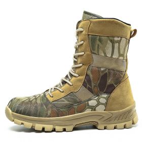 Waterproof Military Men Tactical Boots Camouflage Disguise Outdoor Hunting Boots for Men Mid-calf Trekking Shoes Size 39-45 (Color: Camouflage, size: 44)