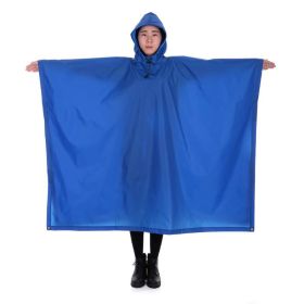 Multi-Usage Lightweight Hooded Rain Poncho Picnic Mat Blanket Sun Shelter (Color: Blue, Type: Camping supplies)