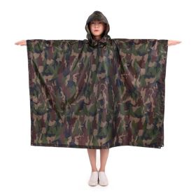 Multi-Usage Lightweight Hooded Rain Poncho Picnic Mat Blanket Sun Shelter (Color: Camouflage, Type: Camping supplies)