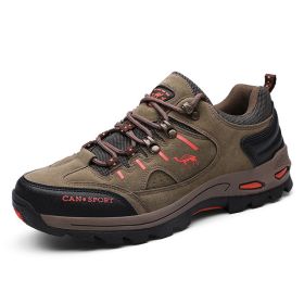 High Quality Men Hiking Shoes Autumn Winter Brand Outdoor Mens Sport Trekking Mountain Boots Waterproof Climbing Athletic Shoes (Color: Khaki, size: 40)