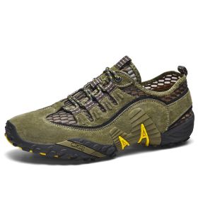 Slip On Upstream Shoes Men Quick Dry Aqua Shoes Breathable Hiking Wading Sneakers Beach Surfing Swimming Water Barefoot Shoes (Color: Army Green, size: 43)