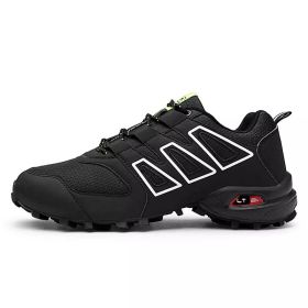 Men's comfortable sneakers wear shoes walking shoes mesh material men's hiking shoes non-slip outdoor sports shoes (Color: black, size: 9)