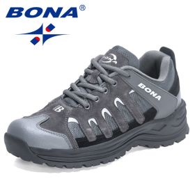 BONA 2022 New Designers Hiking Shoes Outdoor Sneakers Men Travel Shoes Non-slip Breathable Sports Shoes Man Work Shoe Mansculino (Color: Dark grey S gray, size: 9.5)