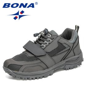 BONA 2022 New Designers Hiking Shoes Autumn Mountaineering Non-slip Footwear Men Trekking Sneakers Mansculino Walking Shoes (Color: Dark grey S gray, size: 10.5)