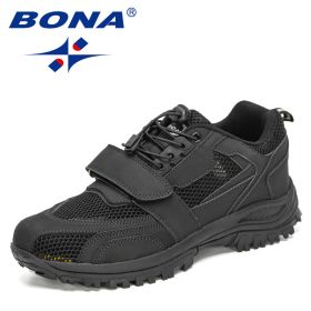 BONA 2022 New Designers Hiking Shoes Autumn Mountaineering Non-slip Footwear Men Trekking Sneakers Mansculino Walking Shoes (Color: Charcoal grey S gray, size: 10)