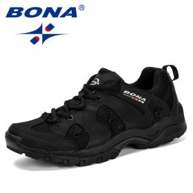 BONA Men Hiking Shoes Lace Up Men Sport Shoes Outdoor Jogging Trekking Sneakers Non-Slip Wear-Resistant Travel Shoes Comfortable (Color: Charcoal gray S grey, size: 10)