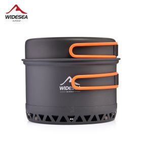 Widesea Camping 1.3L 2.3L Cookware Outdoor Cooking Set Heat Cooker Travel Tableware Pot Kettle Tourist Kitchen Utensil Equipment (Color: 2.3L pot)