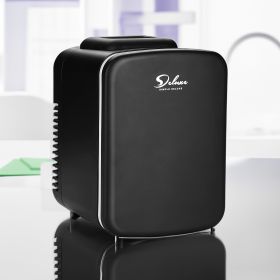 Simple Deluxe Mini Fridge: Compact Portable Cooler & Warmer for Skincare, Beverages, Food, and Cosmetics (Color: black)