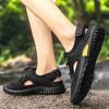 Summer New Leather Mesh Sandals Men Breathable Casual Outer Wear Slip-on Slippers Non-slip Soft Outdoor Beach Water Wading Shoes