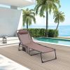 Folding Textilene Waterproof Patio Chaise Lounge Chair,Outdoor Adjustable and Reclining Tanning Chair with Pillow and Side Pocket for Lawn,Beach,Pool,