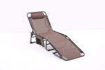 Folding Textilene Waterproof Patio Chaise Lounge Chair,Outdoor Adjustable and Reclining Tanning Chair with Pillow and Side Pocket for Lawn,Beach,Pool,