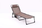 Folding Textilene Waterproof Patio Chaise Lounge Chair,Outdoor Adjustable and Reclining Tanning Chair with Pillow and Side Pocket for Lawn,Beach,Pool,