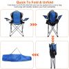 Foldable Camping Chair Heavy Duty Steel Lawn Chair Padded Seat Arm Back Beach Chair 330LBS Max Load with Cup Holder Carry Bag