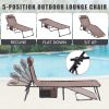 Folding Textilene Waterproof Patio Chaise Lounge Chair,Outdoor Adjustable and Reclining Tanning Chair with Pillow and Side Pocket for Lawn,Beach,Pool,