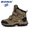 BONA 2020 New Designers Outdoor Snow Boots Boys Girls Plush Sneakers Terkking Boots Children Hiking Mountain Climbing Camping